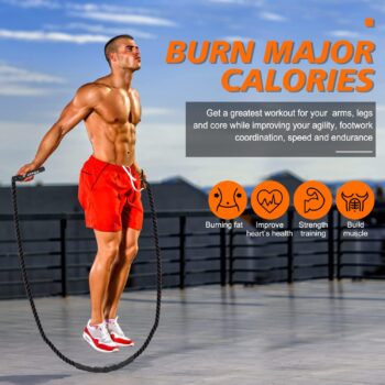 Jump Rope, Weighted Jump Ropes for Men women, 2.8lb 3lb 5lb Heavy Skipping Rope for Exercise, Adult Jumpropes for Home Workout, Improve Strength and Building Muscle,Total Body Workout Equipment