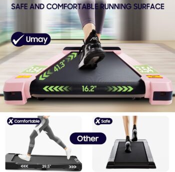 UMAY Walking Pad, Ultra Quiet Under Desk Treadmill, Portable Walking Treadmills for Home/Office, Small Treadmill with Remote Control, SPAX APP and LED Display, Space Saving, Installation-Free