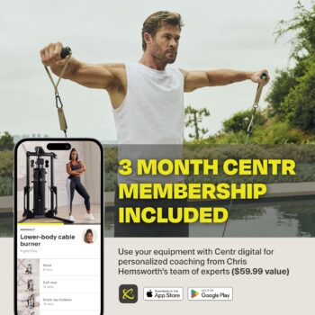 Centr 1 Home Gym Functional Trainer - Compact Home Workout Machine with Accessories - 2 x 165 lb Weight Stacks - Smooth Glide Cable Machine - Includes 3 Month Membership for Centr by Chris Hemsworth