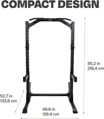 Centr Half Rack - 7 Gauge Steel Squat Rack with J-Hooks, Pull Up Bar & Weight Storage - Half Rack for Home Gym or Commercial Use - Includes 3 Month Membership for Centr By Chris Hemsworth