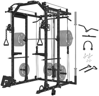 ER KANG Power Cage, PC06 1500LBS Power Rack with Cable Crossover System, Multi-Function Workout Cage, Strength Training Squat Rack Home Gym New