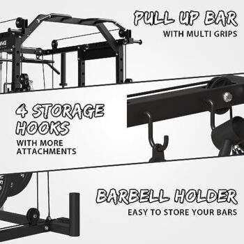 ER KANG Power Cage, PC06 1500LBS Power Rack with Cable Crossover System, Multi-Function Workout Cage, Strength Training Squat Rack Home Gym New