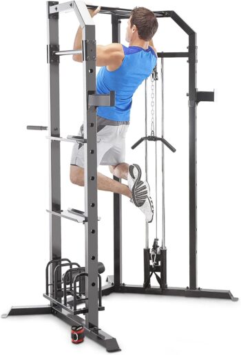 Marcy Olympic Multi-Purpose Strength Training Cage with Pull Up Bars/Adjustable Bar Catchers and Pulley SM-3551