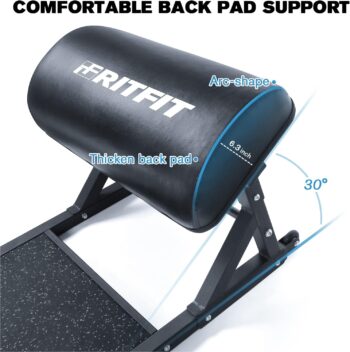 RitFit Multi-function Hip Thrust Machine Bench Platform HTM-800, 800lbs Capacity Booty Workout Equipment with Thick Back Pad, Barbell Hip Thrust Cover and Band Pegs, for Glute Training Home Gym