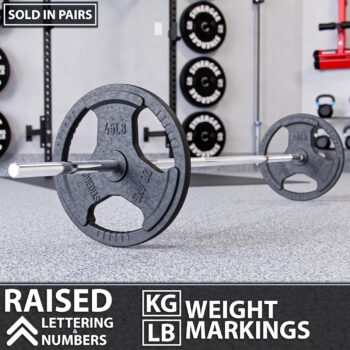 Synergee Cast Iron Weight Plates with 1” Opening for Bodybuilding, Olympic & Power lifting workouts. Metal Weight Plates Sold in Singles, Pairs & Sets. Available from 2.5 to 45 Pounds.