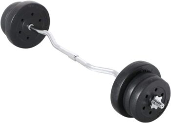 Yaheetech Barbell Weight Set - Olympic Curl Bar & 6 Olympic Weights & 2 Olympic Barbell Clamps for Lifts 55LB