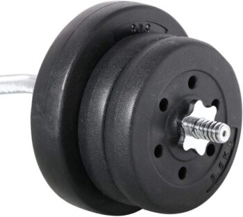 Yaheetech Barbell Weight Set - Olympic Curl Bar & 6 Olympic Weights & 2 Olympic Barbell Clamps for Lifts 55LB