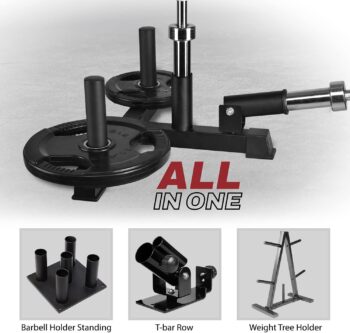 Yes4All 360° T-Bar Row Plate Post Insert Landmine Base - Fit 1" & 2” Olympic Bars, Easy to Install - Great for Back, Muscle, Arm, Full-Body & Support Deadlifts, Squats for Home Gym