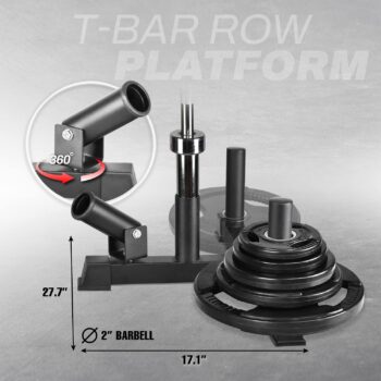 Yes4All 360° T-Bar Row Plate Post Insert Landmine Base - Fit 1" & 2” Olympic Bars, Easy to Install - Great for Back, Muscle, Arm, Full-Body & Support Deadlifts, Squats for Home Gym