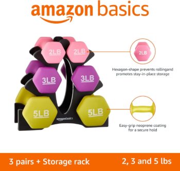 Amazon Basics Easy Grip Workout Dumbbell, Neoprene Coated, Various Sets and Weights available