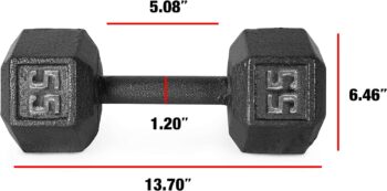 CAP Barbell Black Cast Iron Hex Dumbbell | 5-120 LBs | Single or Pair