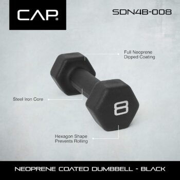 CAP Barbell Black Neoprene Coated Dumbbell Weights | Pair