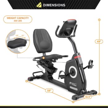 Circuit Fitness Recumbent Magnetic Exercise Bike with 15 Workout Programs, LCD and Heart Rate Monitor