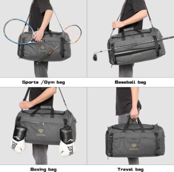 Eackrola Large Sports Gym Bag, Travel Duffel bag with Wet Pocket & Shoes Compartment for men women, 65L, Lightweight
