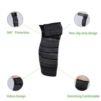 Extra Long Elastic Knee Wrap Compression Bandage Brace Support for Legs, Plantar Fasciitis, Stabilising Ligaments, Joint Pain, Squat, Basketball, Running, Tennis, Soccer, Football (Black-1pcs)