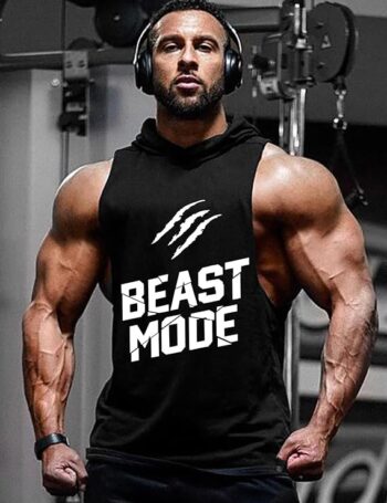 FLLSGT Men's Workout Hooded Tank Tops Sports Training Sleeveless Gym Hoodies Fitness Bodybuilding Cut Off Muscle Shirts