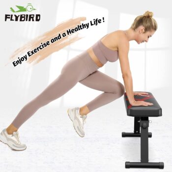 FLYBIRD Flat Bench, Foldable Flat Weight Bench Easy Assembly for Strength Training Bench Press, 600/1000 LBS 2 Versions