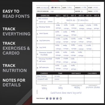 Fitness Journal & Workout Planner - Hardcover A5 Gym Log Book for Men & Women - Track Workouts, Weight Loss, Muscle Gain - Health & Wellness Tracker with Back Pocket for Gym Enthusiasts