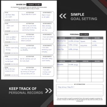 Fitness Journal & Workout Planner - Hardcover A5 Gym Log Book for Men & Women - Track Workouts, Weight Loss, Muscle Gain - Health & Wellness Tracker with Back Pocket for Gym Enthusiasts