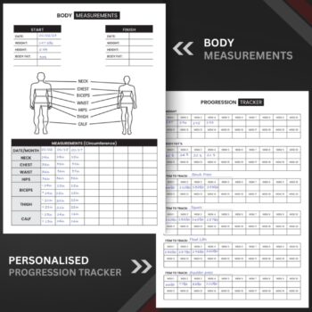 Fitness Journal & Workout Planner - Hardcover A5 Gym Log Book for Men & Women - Track Workouts, Weight Loss, Muscle Gain - Health & Wellness Tracker with Back Pocket for Gym Enthusiasts