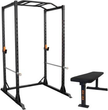 GRIND FITNESS Alpha3000 Power Rack, Squat Rack with Rubber Protected J-Cups, Silver Spotter Arms, 2x2 Uprights, Textured Multi-Grip Pull Up Bar, Heavy Duty J-Cups