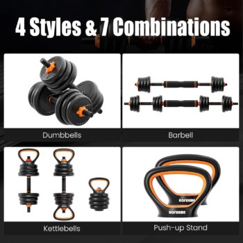 HOFURME Adjustable Dumbbell Set, 33/55/77 LBS Free Weights Dumbbells, 4 in 1 Weight Set, Dumbbell, Barbell, Kettlebell and Push-up, Home Gym Fitness Workout Equipment for Men and Women