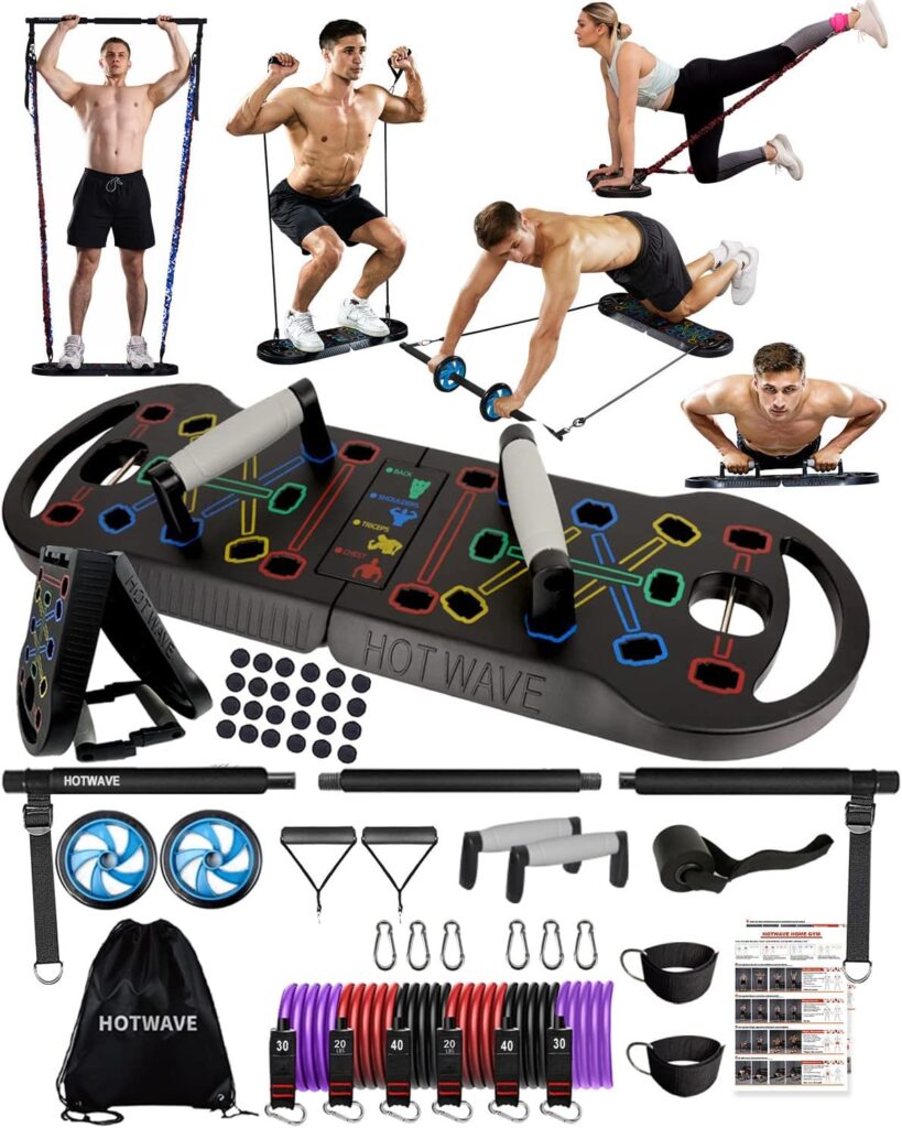 HOTWAVE Portable Exercise Equipment with 16 Gym ...