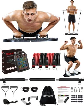 HOTWAVE Push Up Board Fitness, Portable Foldable 20 in 1 Push Up Bar at Home Gym, Pushup Handles for Floor. Professional Strength Training Equipment For Man and Women,Patent Pending