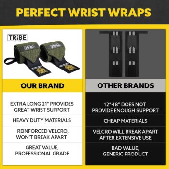 Heavy Duty Wrist Wraps and Lifting Straps - 21" Wrist Wraps for Weightlifting Men and 24" Wrist Straps for Weightlifting with Silicone Grip and Padding - Weight Lifting Wrist Wraps and Deadlift Straps
