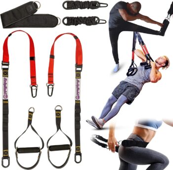 Home Workout Equipment Set, Suspension Trainer System, Bodyweight Resistance Training Kit, Full-Body Workout Exercise Bands, Use as Home Gym or for Outdoor Workout.