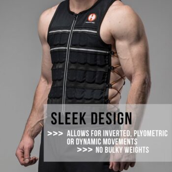 Hyperwear Hyper Vest ELITE Fully Adjustable Weight Vest - Stretch CORDURA® Fabric Zipper Thin Steel Weights - Weighted Vests for Running, Strength, Endurance, Walking - Sizes S, M, L, XL