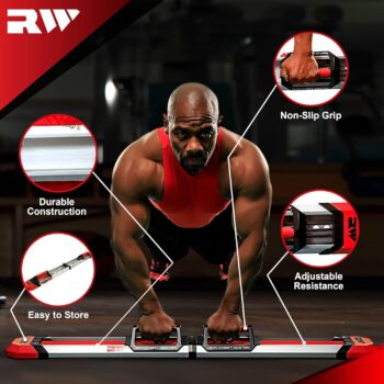 IRON CHEST MASTER Push Up Bar | At Home Workout Equipment for Chest Workouts | Push Up Board Includes Resistance Bands and Unique Fitness Program