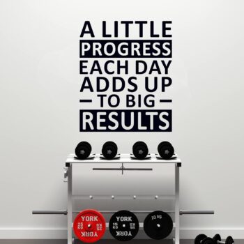 Inspirational Wall Stickers, Office Wall Decals, (Easy to Install), Wall Decor Quotes Teamwork Gym Garage School Classroom Bedroom, Fitness Sports Workout Running Exercise Motivational, Women Men Positive Poster Family Sayings Signs Art Home Vinyl Decorative, A Little Progress Each Day 15"X18"
