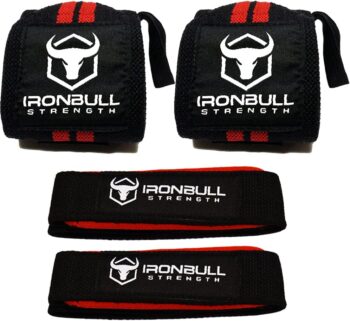 Iron Bull Strength Wrist Wraps & Lifting Straps Combo