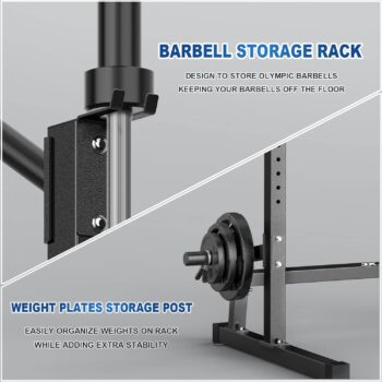 JX FITNESS Squat Rack Power Rack with Pull Up Bar,Adjustable Power Cage Exercise Squat Stand with Barbell Holder Weight Plate Storage Pegs,Weight Lifting Workout Station for Home Gym