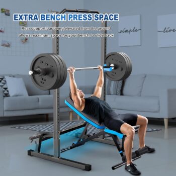 JX FITNESS Squat Rack Power Rack with Pull Up Bar,Adjustable Power Cage Exercise Squat Stand with Barbell Holder Weight Plate Storage Pegs,Weight Lifting Workout Station for Home Gym