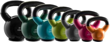 Kettlebells - Professional Grade, Vinyl Coated, Solid Cast Iron Weights With a Special Protective Bottom