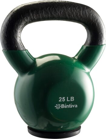 Kettlebells - Professional Grade, Vinyl Coated, Solid Cast Iron Weights With a Special Protective Bottom