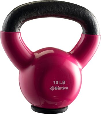 Kettlebells - Professional Grade, Vinyl Coated, Solid Cast Iron Weights With a Special Protective Bottom