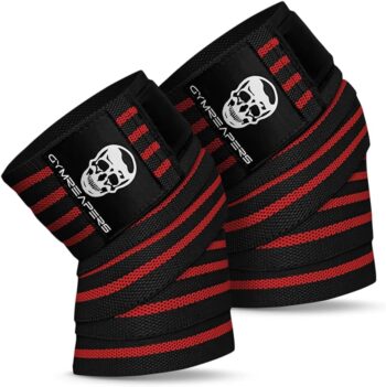 Knee Wraps (Pair) With Strap for Squats, Weightlifting, Powerlifting, Leg Press, and Cross Training - Flexible 72 inch Knee Wraps for Squatting - For Men & Women