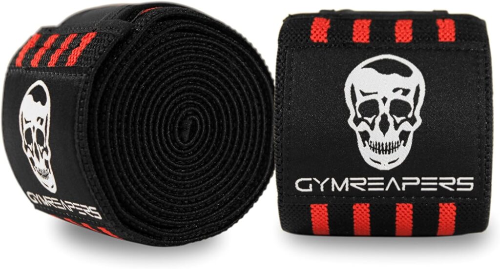 Knee Wraps (Pair) With Strap for Squats, Weightlifting, Powerlifting, Leg Press, and Cross Training