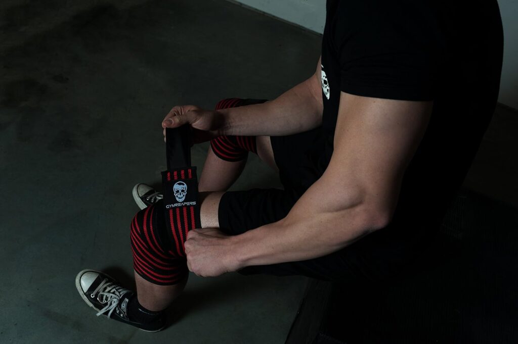 Knee Wraps (Pair) With Strap for Squats, Weightlifting, Powerlifting, Leg Press, and Cross Training