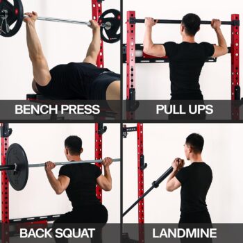 Mappding Folding Squat Rack Wall Mounted with Weight Bench...
