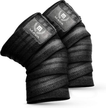 Mava Sports Knee Wraps (Pair) for Men & Women | Ideal for Cross Training, WODs, Gym Workouts, Weightlifting, Fitness & Powerlifting | Knee Straps for Squats | 72" Compression & Elastic Support