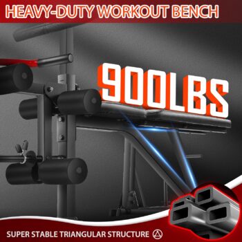 OPPSDECOR Weight Bench Set with Squat Rack, Olympic Workout Bench with Barbell Rack, Adjustable Incline Decline Bench, Professional Bench Press Set with Preacher Curl, Leg Developer and Detachable Crunch Handle for Home Gym Training