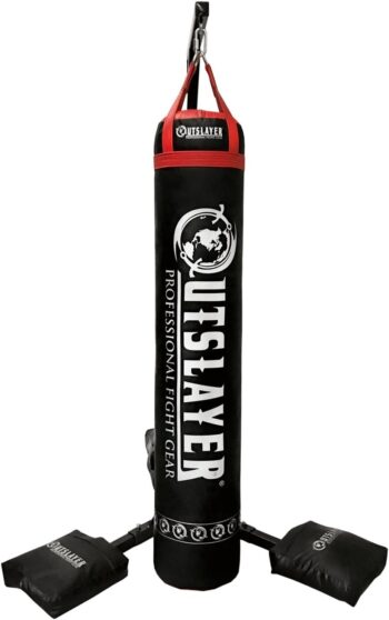 Outslayer Heavy Duty Punching Bag Stand - 7.8ft Tall Boxing Stand Heavy Bags up to 350lbs - Made in USA - Includes 4 Unfilled Sand Bags to Weigh Down The Station - Easy Assembly