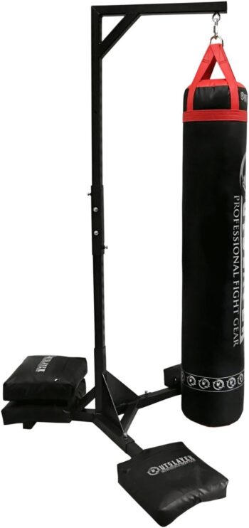 Outslayer Heavy Duty Punching Bag Stand - 7.8ft Tall Boxing Stand Heavy Bags up to 350lbs - Made in USA - Includes 4 Unfilled Sand Bags to Weigh Down The Station - Easy Assembly