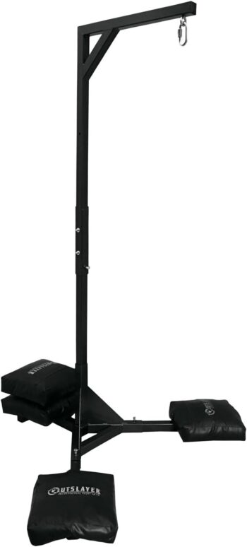 Outslayer Heavy Duty Punching Bag Stand - 7.8ft Tall Boxing Stand Heavy Bags up to 350lbs - Made in USA - Includes 4 Unfilled Sand Bags to Weigh Down The Station - Easy Assembly