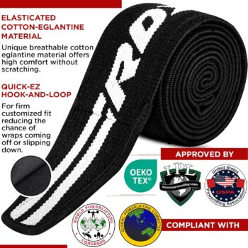 RDX Knee Wraps Pair Weightlifting, 78” Elasticated Straps for Gym Workout Fitness Squats Powerlifting Leg Press Bodybuilding