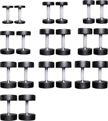 Rep Fitness Urethane Coated Dumbbells, Sold in 5-50 lb, 5-75 lb, 5-100 lb, 55-75 lb, and 80-100 lb, Available in set alone, or with Commercial or 3-Tier Rack